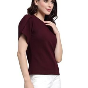 Solid Fuchsia Pink Poly Knit Smart Casual Regular Top