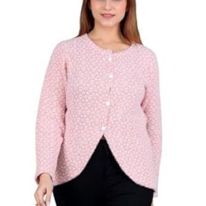 Woolen Round-Neck Self Design Cardigan Sweater for Winter Wear Full Sleeves Crop Design