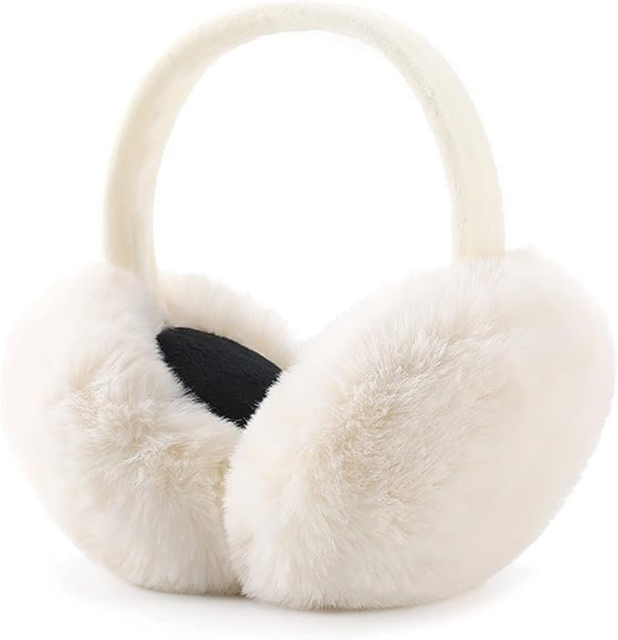 DDS STORE Muffs for Women - Winter Ear Warmers - Soft & Warm Cable Knit Furry Fleece Earmuffs - Ear Covers for Cold Weather Puffy Fluffy Earmuffs