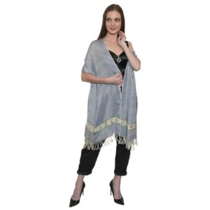 Weaving Traditions Handloom Women's Wool Stole | Wrapped in Warmth, Draped in Effortless Elegance (Denim Blue)