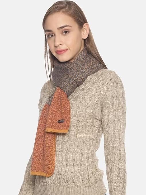 513 Women's Acrylic Woolen Color Block Casual Warm Winter Wear Muffler Scarf Stole - Image 4