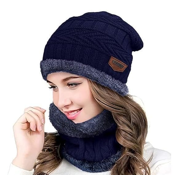 Mantra® Winter Sports Cap & Muffler for Men & Women| Beanie Cap| 1 Set| (Multicolor) - Image 3