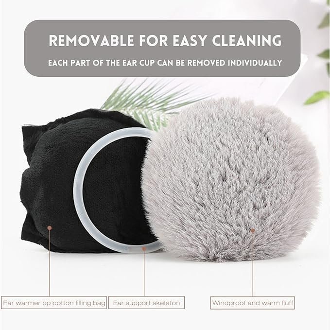 DDS STORE Muffs for Women - Winter Ear Warmers - Soft & Warm Cable Knit Furry Fleece Earmuffs - Ear Covers for Cold Weather Puffy Fluffy Earmuffs - Image 4