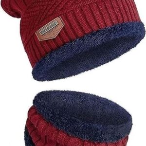 MantraÂ® Winter Sports Cap & Muffler for Men & Women| Beanie Cap| 1 Set| (Multicolor)