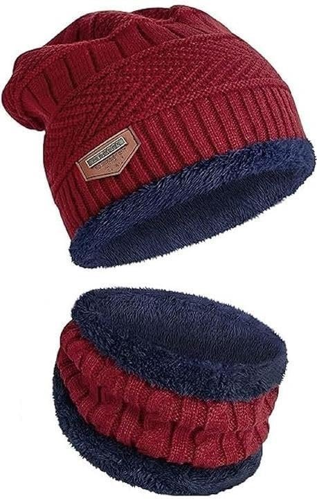 Mantra® Winter Sports Cap & Muffler for Men & Women| Beanie Cap| 1 Set| (Multicolor)