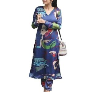 Cotton Blend Straight Printed Kurta with Pant