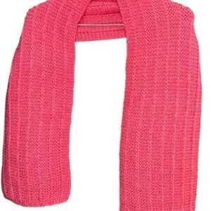 Winter Muffler Scarf, Coral Pink, Ribbed Pattern