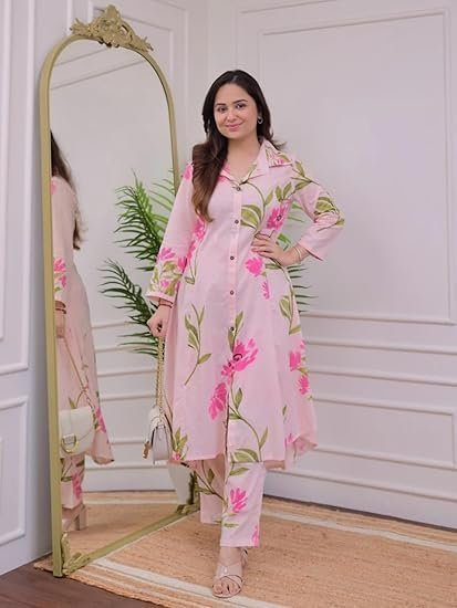 Embroidery Solid Anarkali Kurta and Pant Set with Dupatta - Image 3