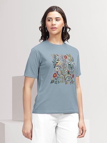 Printed Regular Fit Round Neck Casual Tshirt for Women - Image 5