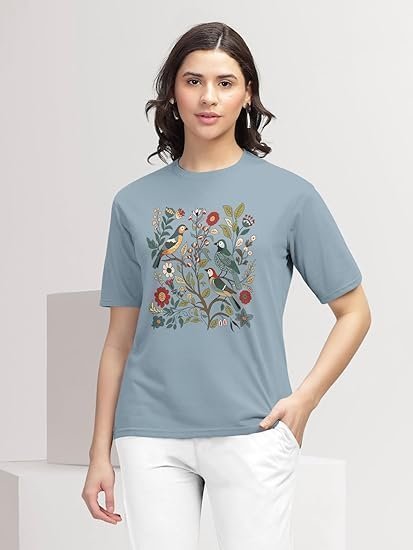 Printed Regular Fit Round Neck Casual Tshirt for Women - Image 3