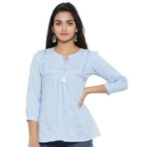 Cotton Regular Fit Embroidered Summer Tops