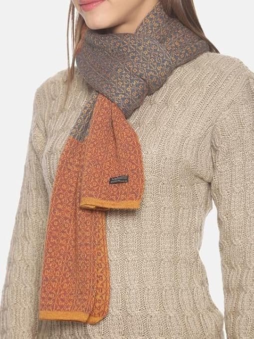 513 Women's Acrylic Woolen Color Block Casual Warm Winter Wear Muffler Scarf Stole - Image 2