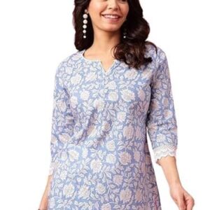 Trendy Floral Print Topper Kurti | Short Kurti with 3/4 Sleeves Â Stylish & Comfortable|| Kurta for Women
