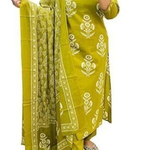 Floral Printed Stright Kurta with Pant & Dupatta Set | Kurta set