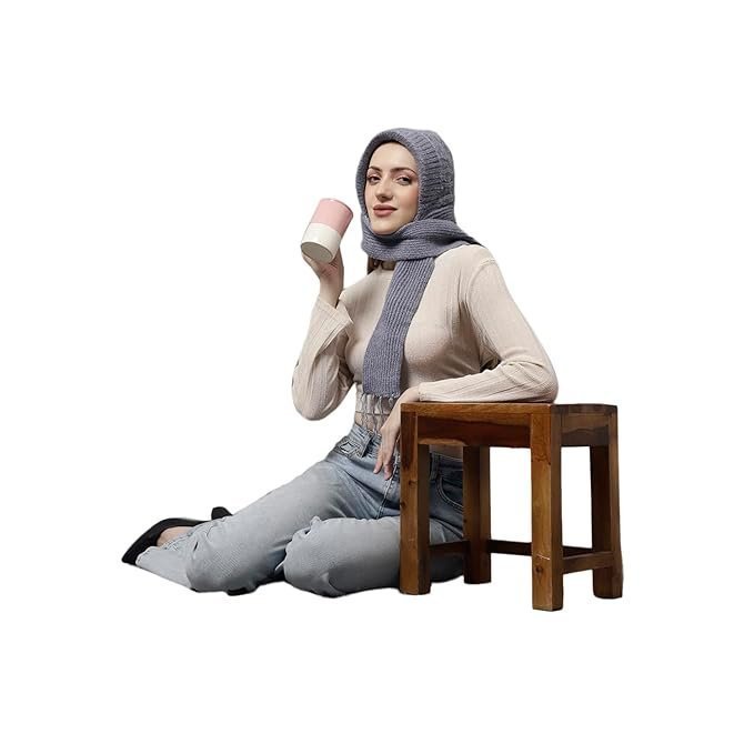 Villa Snow Proof Inside Fur Acro Wool Unisex Cap with Attached Neck Warmer Muffler Thick Fleece Lined Winter Cap for Men & Women (Free Size) - Image 3