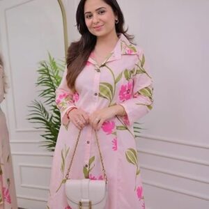 Embroidery Solid Anarkali Kurta and Pant Set with Dupatta