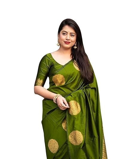 Pure Banarasi Soft Silk Saree Kanjivaram Style Sarees With Blouse Piece For Wedding (KeriGola-51)