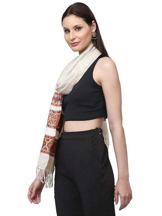 Villa Acro Wool Women's Muffler (MF-902,Cream Size: 34CM X 200CM) - Image 3
