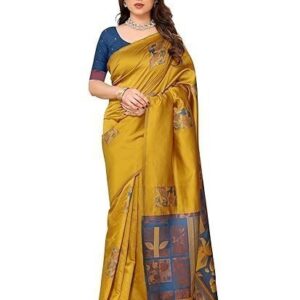 Kanjivaram Banarasi Soft Silk Saree With Unstitched Blouse Piece (Silk Box Flower)