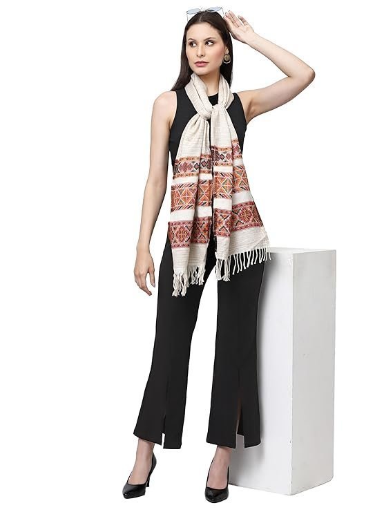 Villa Acro Wool Women's Muffler (MF-902,Cream Size: 34CM X 200CM) - Image 5