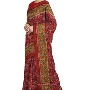 Dark Red Shaded Handloom Single Ikat Silk Patola Saree (GGCSIKS124)