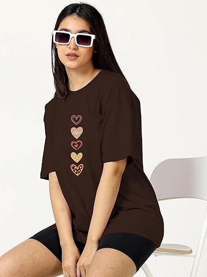 Casual Printed Round Neck, Oversized Longline Drop Shoulder Boho Style T-Shirt - Image 3
