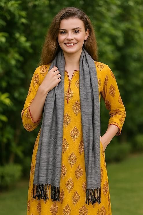 Fill With Colours Female Stole/Scarf For Girl/Ladies Colour- Grey Soft Viscose Cotton Blend Ethnic Pattern Solid Scarves Pack Of 1 ST-32 - Image 5