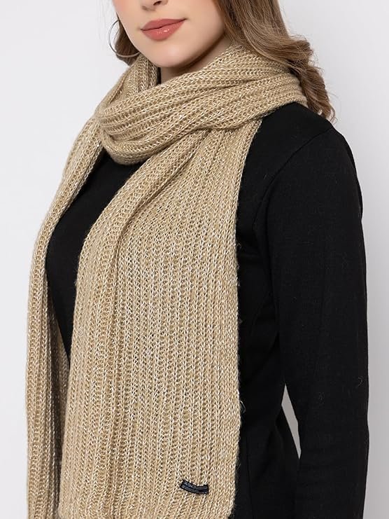 513 Women's Acrylic Woolen Solid Self Design Casual Warm Winter Wear Muffler Scarf Stole - Image 2