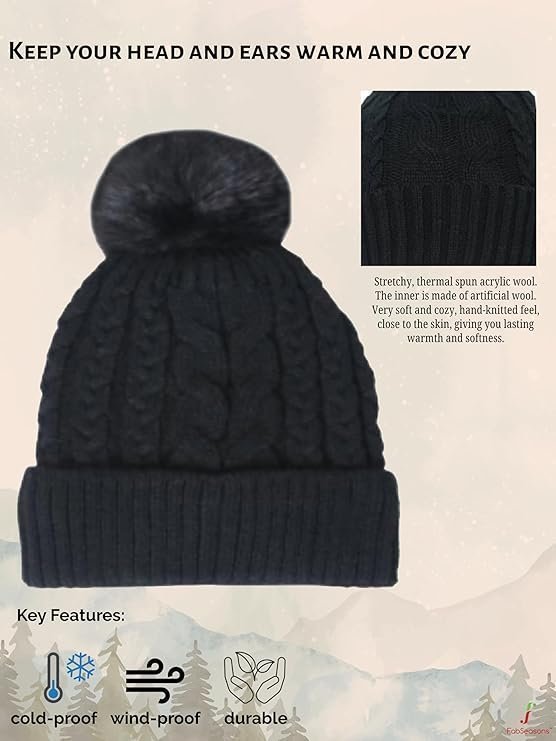 Women's Warm Acrylic Woolen Beanie/Skull Cap - Stylish Winter Hat with Snug Fit with Pompom on top - Image 6