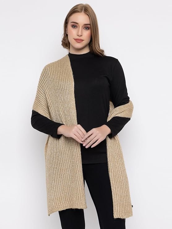 513 Women's Acrylic Woolen Solid Self Design Casual Warm Winter Wear Muffler Scarf Stole - Image 4