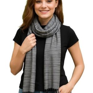Fill With Colours Female Stole/Scarf For Girl/Ladies Colour- Grey Soft Viscose Cotton Blend Ethnic Pattern Solid Scarves Pack Of 1 ST-32