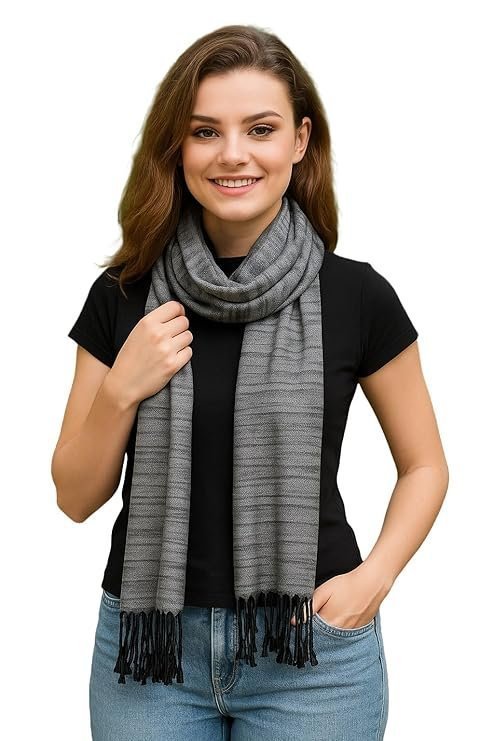Fill With Colours Female Stole/Scarf For Girl/Ladies Colour- Grey Soft Viscose Cotton Blend Ethnic Pattern Solid Scarves Pack Of 1 ST-32