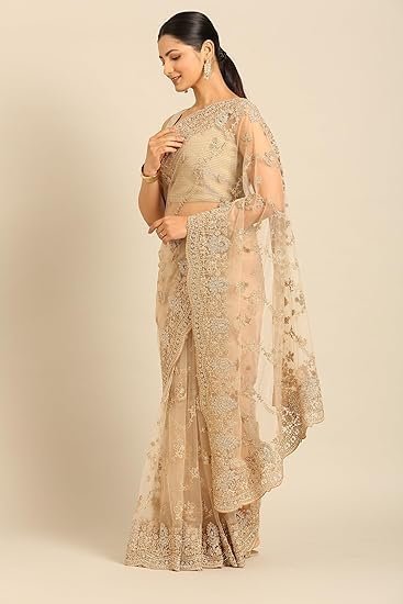 Net Embroidered|Stone Work| Saree - Image 3