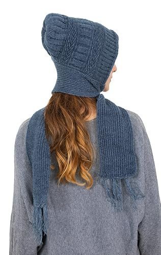 Women Warm And Soft Winter Woolen Muffler Cap, Attached Scarf Cap Combo For Girls and Women (Classic Plain) - Image 3