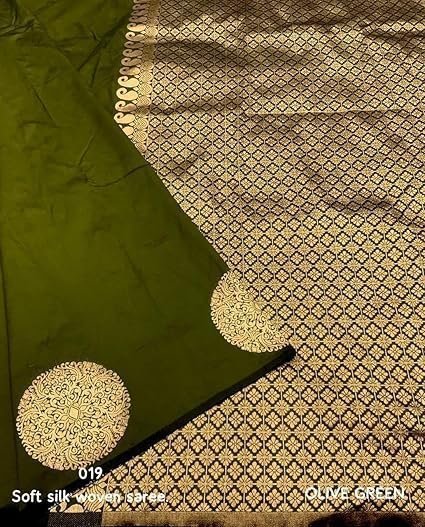 Pure Banarasi Soft Silk Saree Kanjivaram Style Sarees With Blouse Piece For Wedding (KeriGola-51) - Image 5