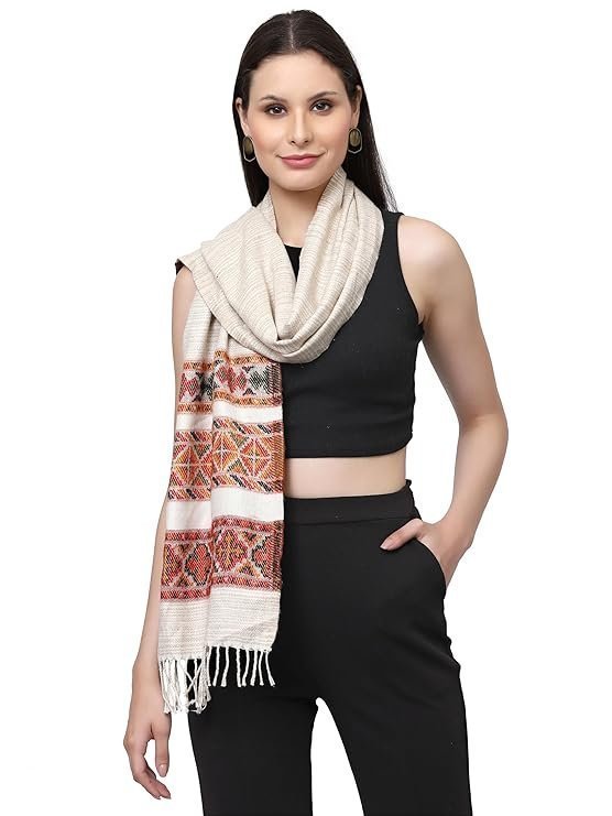 Villa Acro Wool Women's Muffler (MF-902,Cream Size: 34CM X 200CM) - Image 4