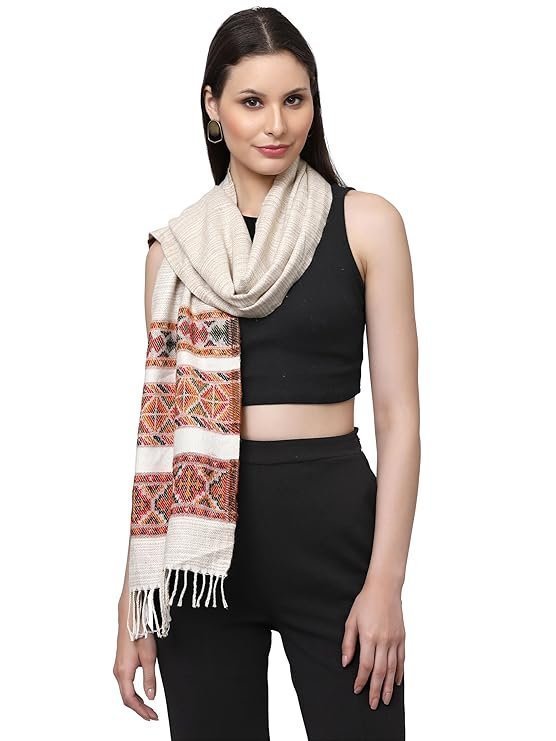 Villa Acro Wool Women's Muffler (MF-902,Cream Size: 34CM X 200CM) - Image 6
