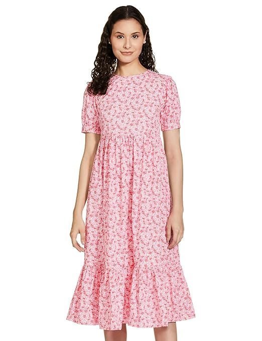 Associates Women Casual Regular Sleeves Crepe Solid Fit and Flare Dress - Pack of 1