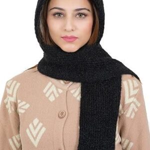 Women Warm And Soft Winter Woolen Muffler Cap, Attached Scarf Cap Combo For Girls and Women (Classic Plain)