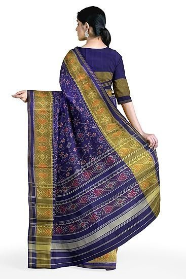 Blue Shaded Handloom Single Ikat Silk Patola Saree (GGCSIKS111) - Image 5