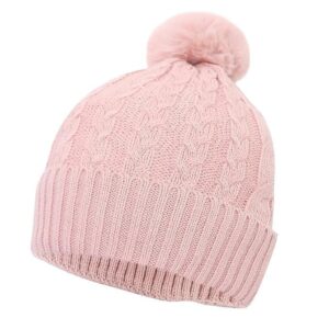 Women's Warm Acrylic Woolen Beanie/Skull Cap - Stylish Winter Hat with Snug Fit with Pompom on top