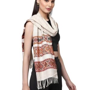 Villa Acro Wool Women's Muffler (MF-902,Cream Size: 34CM X 200CM)