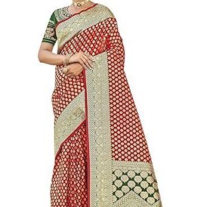 Trendy Jacquard Work Woven Saree with Unstitch Blouse Piece