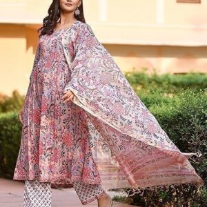 Viscose Floral Printed Kurta and Pant with Dupatta Set