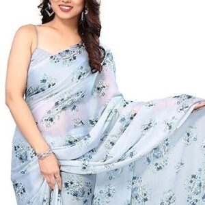 Chiffon Floral Printed Saree with Blouse Piece