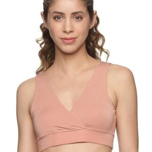 PureSoft Padded Plunge Bra for Women | Non Wired Non Padded Bra for Women with Removable Pads | Active Wear Bra for Women