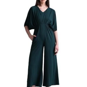 V- Neck Kimono Sleeveless Basic Jumpsuit