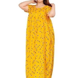 Nighty for Women Cotton Printed Maxi Gown Ankle Length Nighty Night Dress Gown for Women Maxi - Free Size
