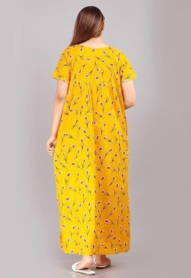 Nighty for Women Cotton Printed Maxi Gown Ankle Length Nighty Night Dress Gown for Women Maxi - Free Size - Image 2