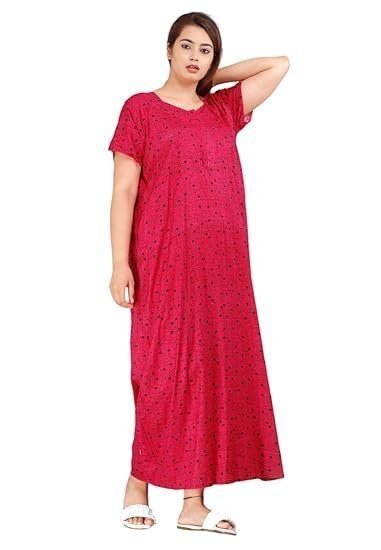 Nighty for Women Cotton Printed Maxi Gown Full Length Nighty, Night Dress Gown for Women